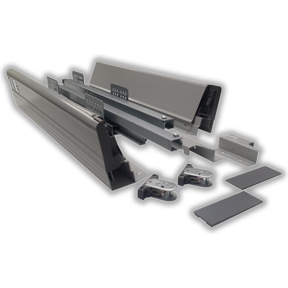 12 in. Gray Soft Close Full Extension Double Wall Lower Drawer Set (1-Pair) - Super Arbor