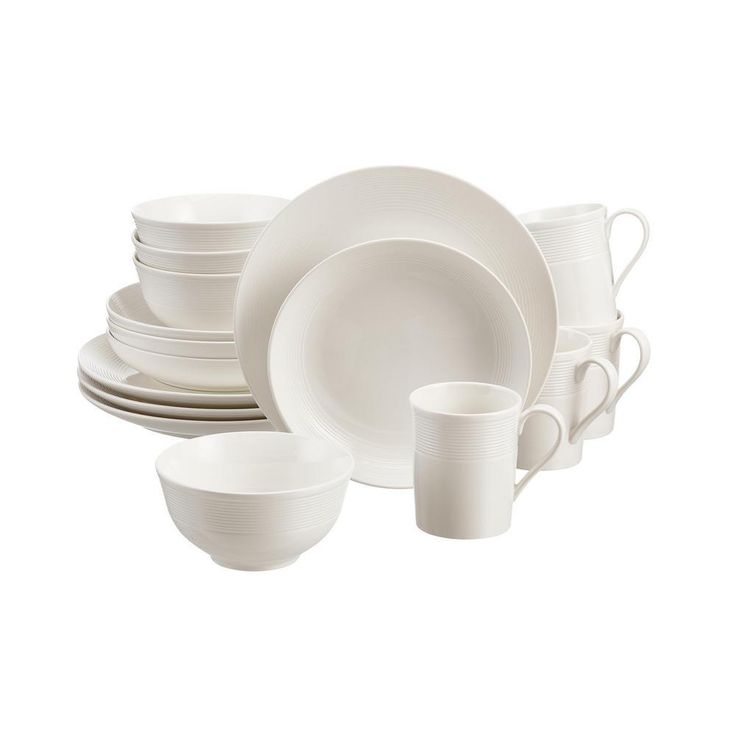 Kempton 32-Piece White Stoneware Dinnerware Set (Service for 8)