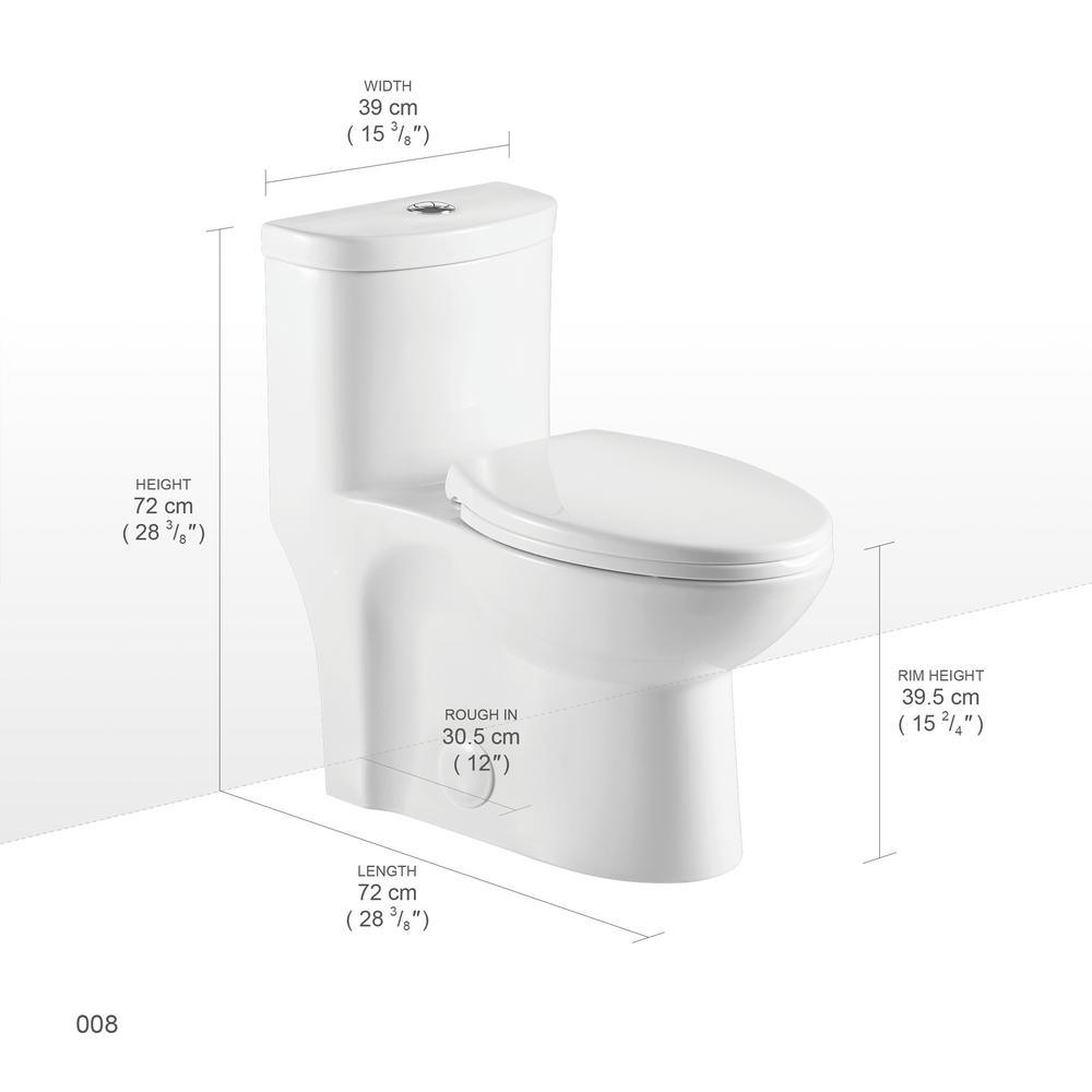 1-Piece 1.1 GPF /1.6 GPF Dual Flush High Efficiency Elongated Toilet in White Seat Included - Super Arbor