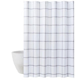 Printed Windowpane 72 in. White/Navy Shower Curtain - Super Arbor