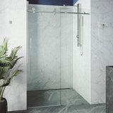 Elan E-class 60 in. x 76 in. Frameless Sliding Shower Door in Matte Black with Clear Glass and Handle - Super Arbor
