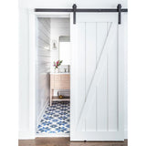 7.5 ft./90 in. Frosted Black Sliding Barn Door Hardware Track Kit for Single with Non-Routed Floor Guide - Super Arbor