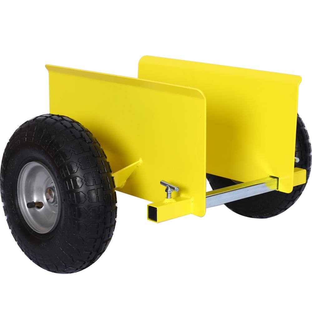 10 in. Yellow Lumber Transfer Panel Handbarrow Dolly with Pneumatic Wheels and 600 lb. Load Capacity