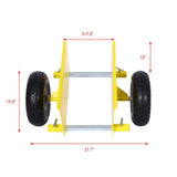 10 in. Yellow Lumber Transfer Panel Handbarrow Dolly with Pneumatic Wheels and 600 lb. Load Capacity