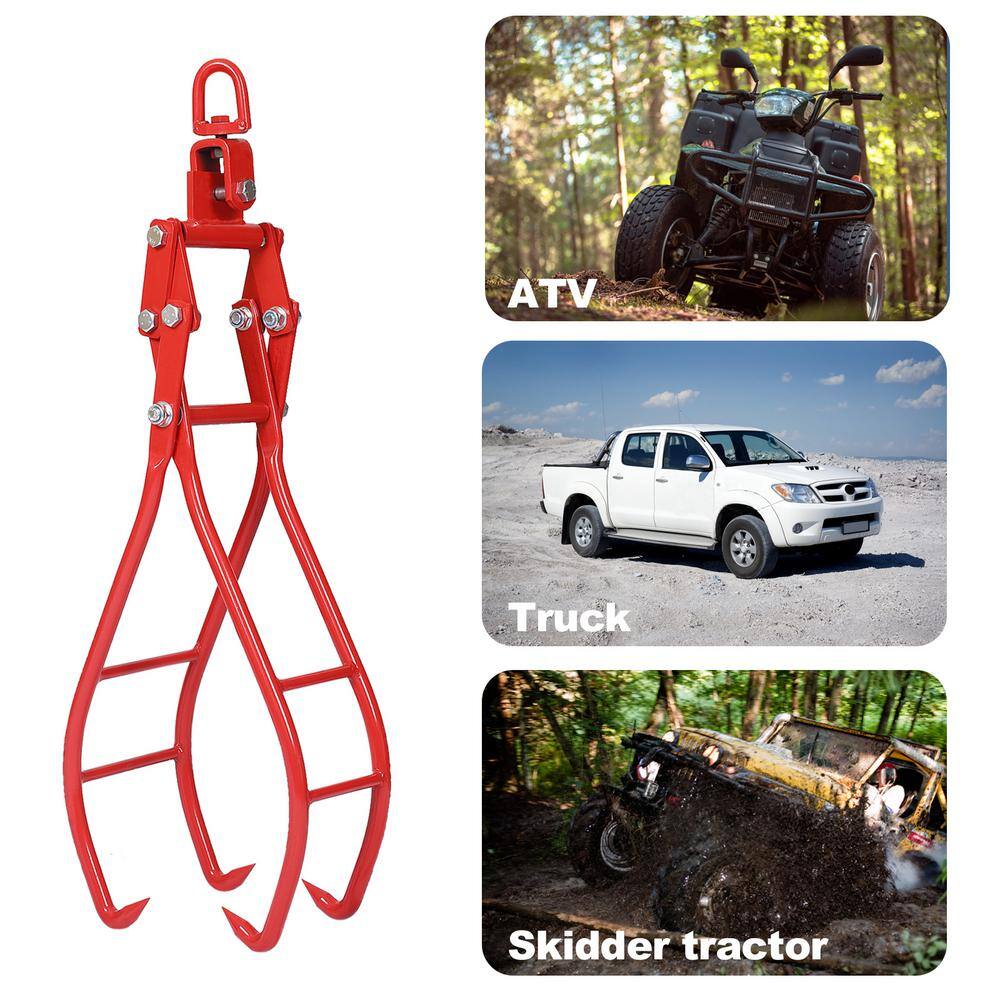 36 in. Heavy-Duty Solid Steel 4 Claw Lumber Log Lifting Logging Tongs Grabber