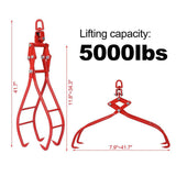 36 in. Heavy-Duty Solid Steel 4 Claw Lumber Log Lifting Logging Tongs Grabber