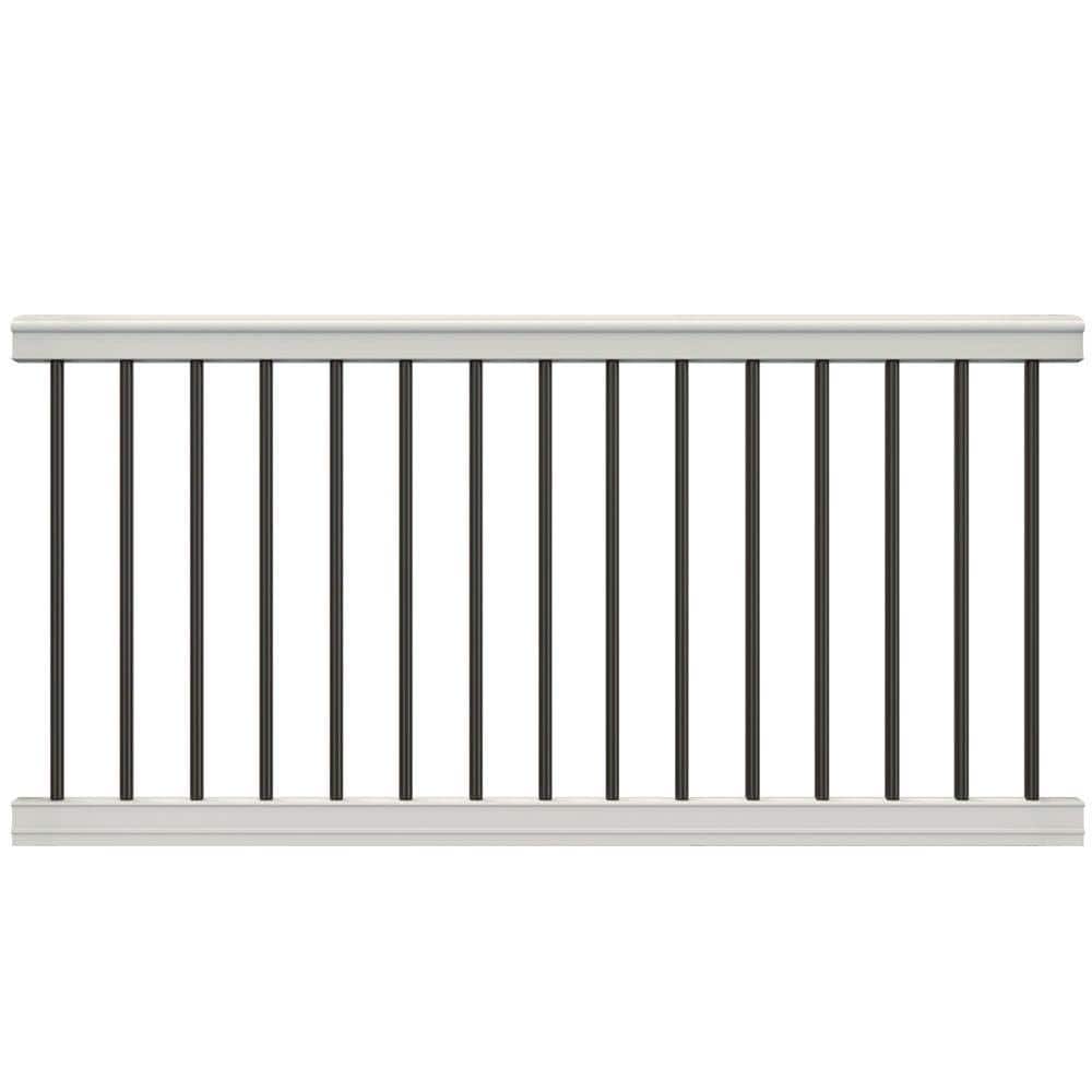 Bella Premier Series 96 in. x 36 in. White PolyComposite Rail Kit with Black Aluminum Balusters