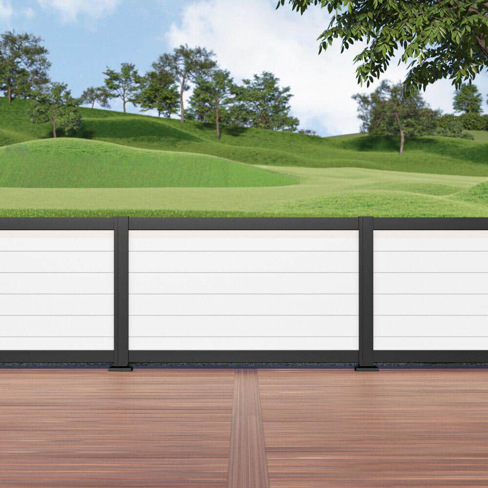 6 ft. x 3 ft. Matte Black Half Privacy Railing Panel Kit