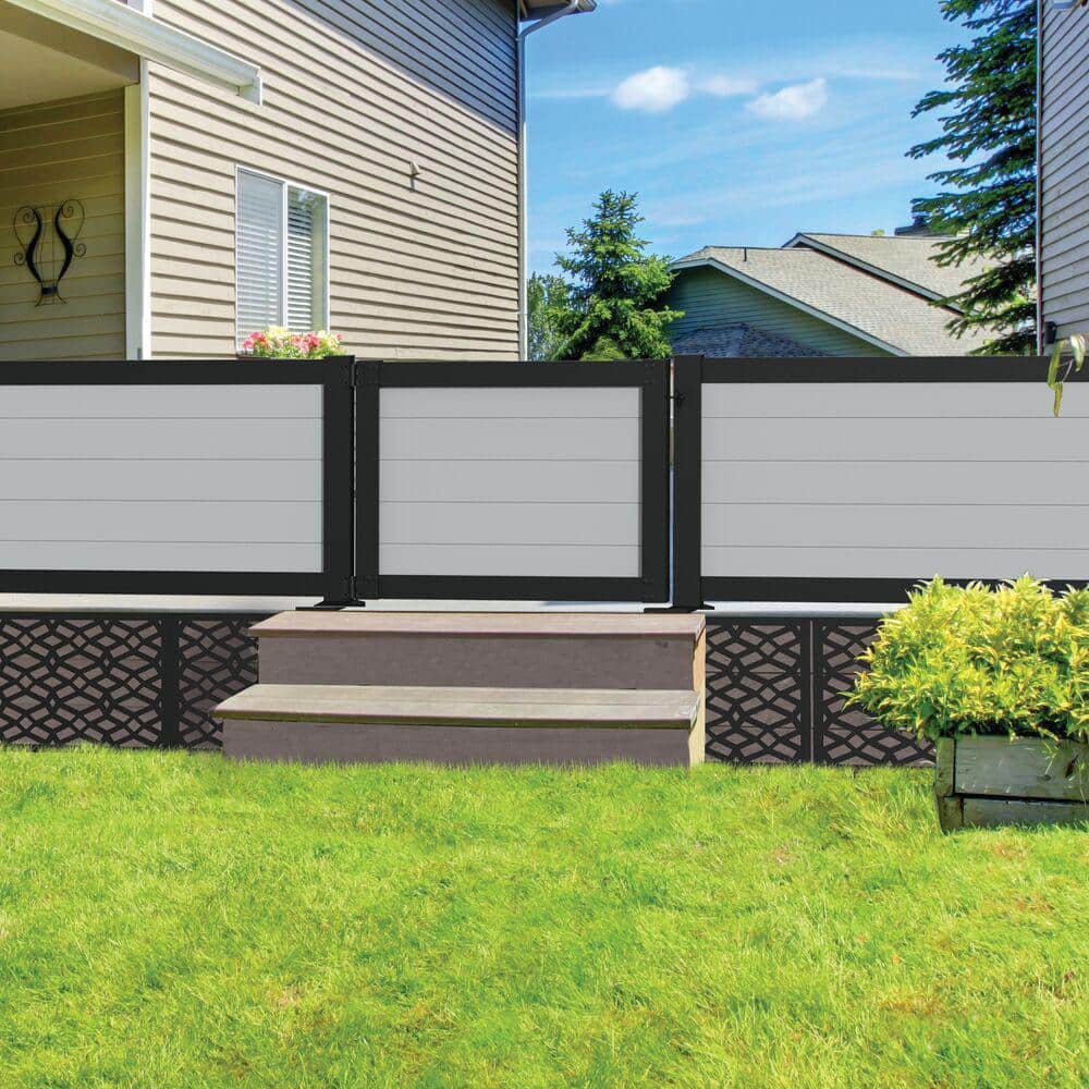 6 ft. x 3 ft. Matte Black Half Privacy Railing Panel Kit