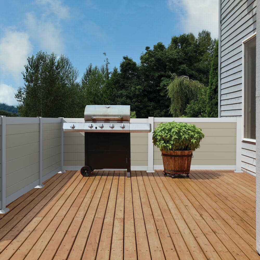6 ft. x 3 ft. White Half Privacy Railing Panel Kit