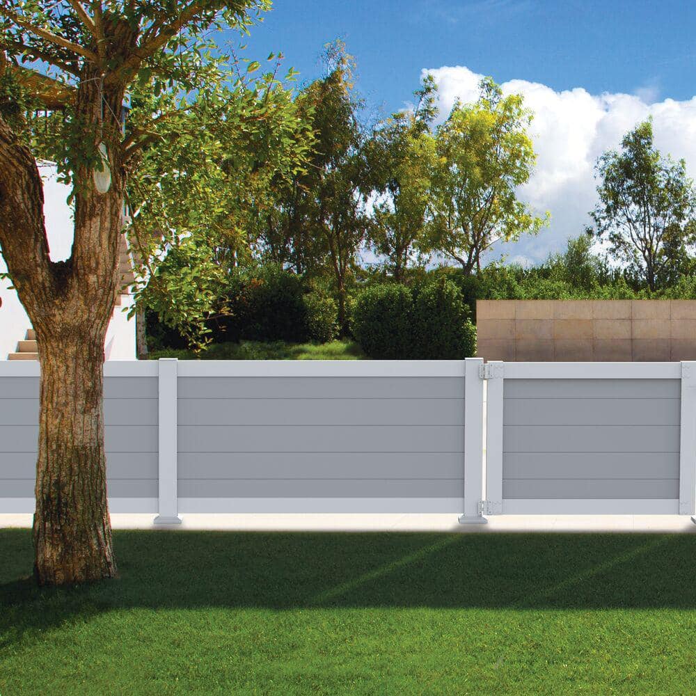 6 ft. x 3 ft. White Half Privacy Railing Panel Kit