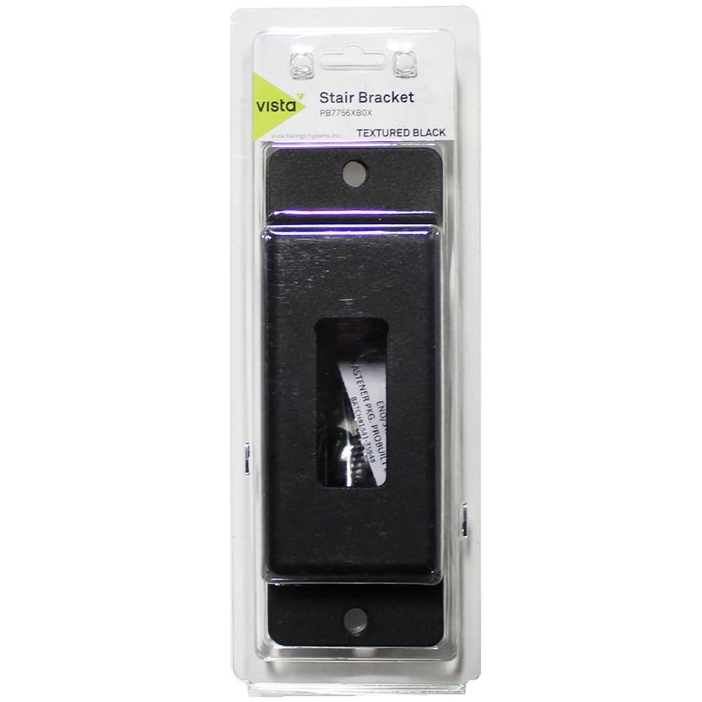 Vista 6 in. H x 2.5 in. W Black Aluminum Stair Bracket for Stair Railing Kit