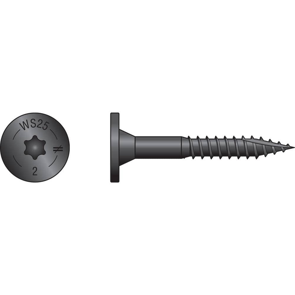 Outdoor Accents 0.250 in. x 2 in. T40 6-Lobe, Low Profile Head, Black Structural Wood Screw (50-Pack)