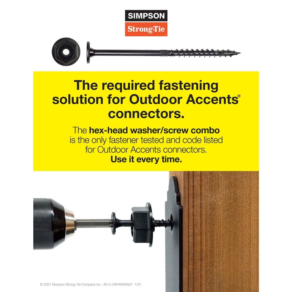 Outdoor Accents 0.250 in. x 2 in. T40 6-Lobe, Low Profile Head, Black Structural Wood Screw (50-Pack)