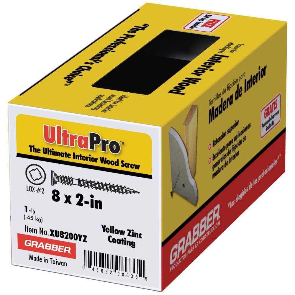 8 in. x 2 in. 1 lb. Lox 2 Flat Scavenger Head Yellow Zinc Coarse Thread (Approximately 127-Pieces)
