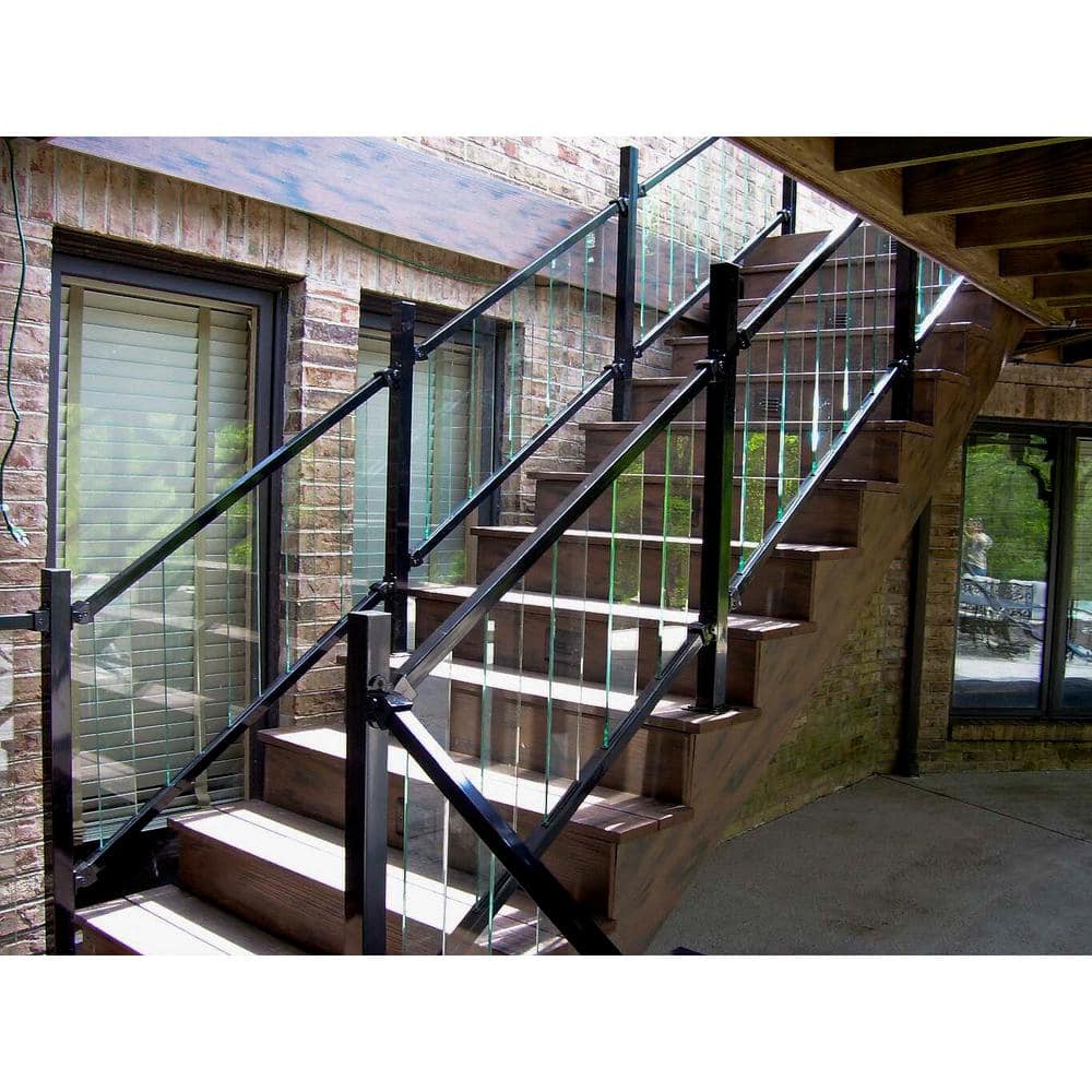 Al13 Home Pure View 6 ft. W x 1.3 in. H Black Sand Stair Rail for Glass Panel (Pair)