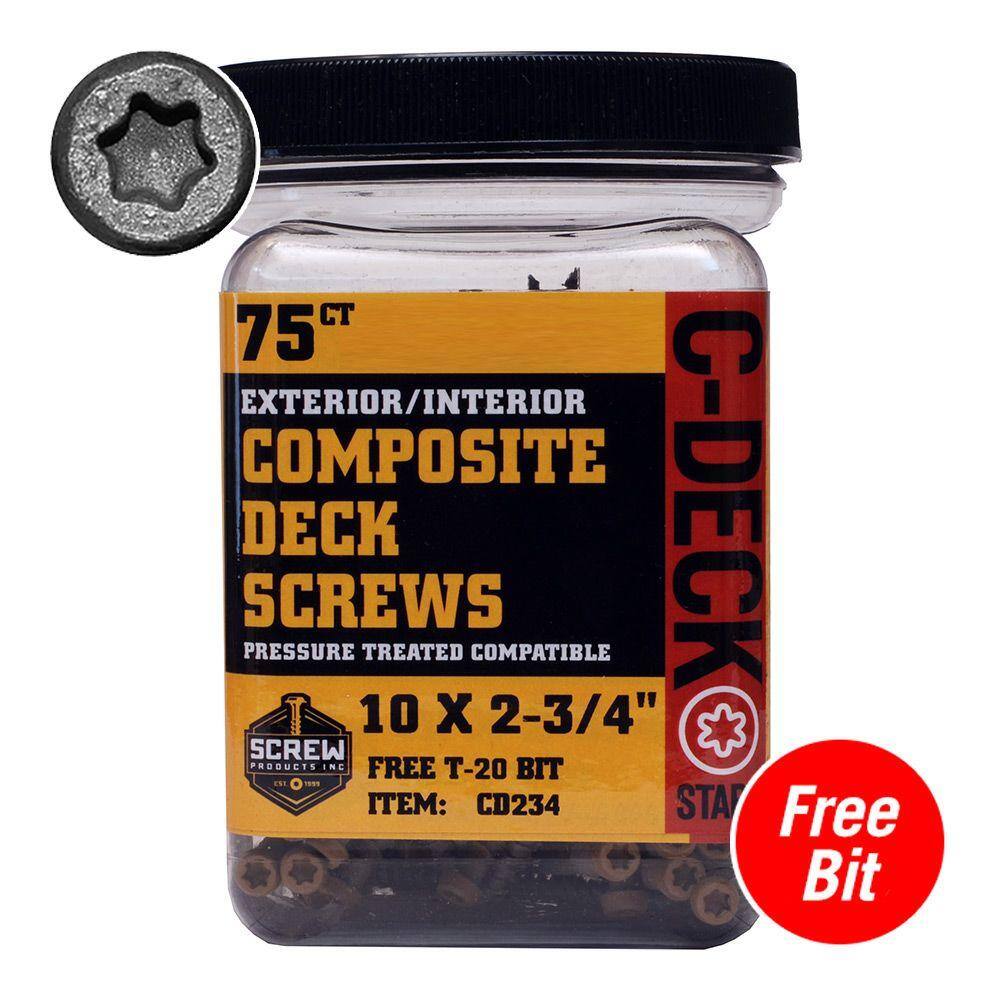 DeckLok #10 x 2-3/4 in. Star Drive Self-Countersinking Flat Head ACQ Compatible Gravel Path Composite Deck Screws (75 per Pack)