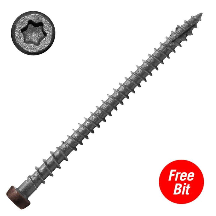 DeckLok #10 x 2-3/4 in. Star Drive Self-Countersinking Flat Head ACQ Compatible Rustic Bark Composite Deck Screws (75 per Pack)