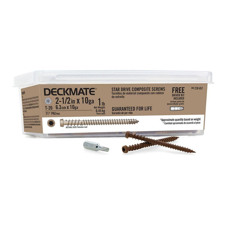DECKMATE #10 2-1/2 in. Brown Star Pan-Head Wood Deck Screws 1 lb.-Box (71-Piece)