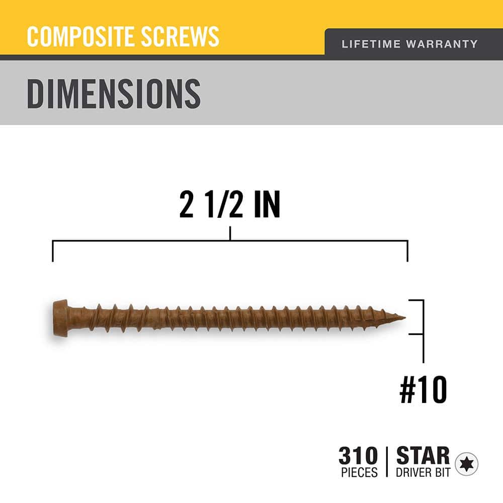 DECKMATE #10 x 2-1/2 in. Brown Star Pan-Head Composite Deck Screws 5 lbs.-Box (375-Piece)
