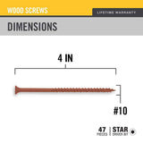 DECKMATE #10 x 4 in. Red Flat Head Square Drive Deck Screw 1 lb.-Box (147-Piece)