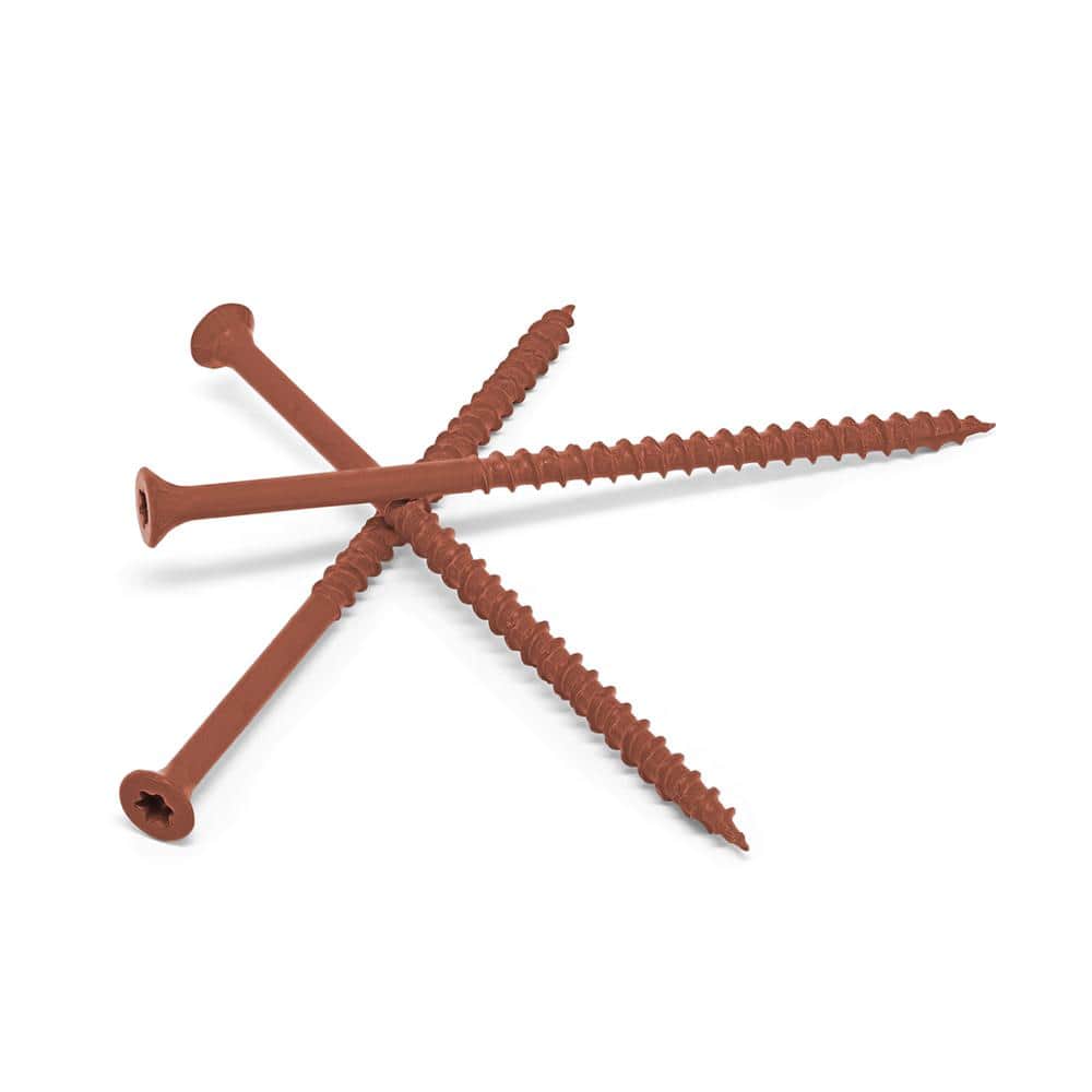 DECKMATE #10 4 in. Red Flat-Head Square Drive Deck Screw Exterior Self-Starting 5 lbs. Box (435-Piece)