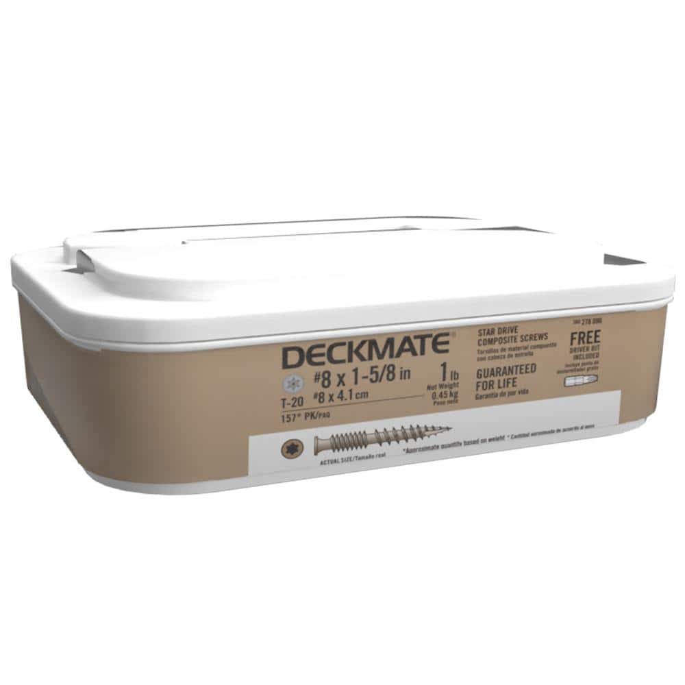 DECKMATE #8 x 1-5/8 in. Coarse Brown Polymer-Plated Steel Star--Drive Composite Deck Screws (1 lb. per Box)