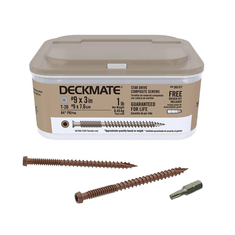 DECKMATE #9 x 3 in. Self-Starting Star-Drive Bugle Head Brown Composite Deck Screws (1 lb./65 pcs)