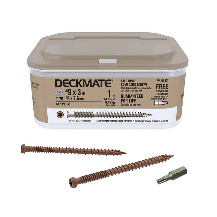 DECKMATE #9 x 3 in. Self-Starting Star-Drive Bugle Head Brown Composite Deck Screws (1 lb./65 pcs)