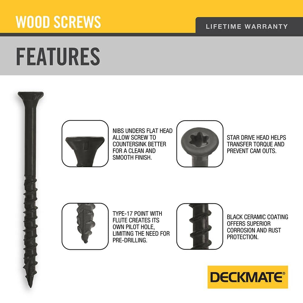 DECKMATE #9 2-1/2 in. Black Exterior Self-Starting Star Drive Flat-Head Deck Screw 1 lb.-Box (87-Piece)