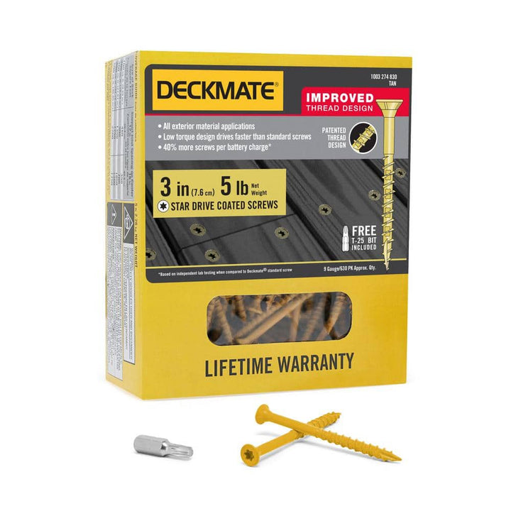DECKMATE #9 x 3 in. Tan Star Flat-Head Wood Deck Screw 5 lbs.-Box (365-Piece)