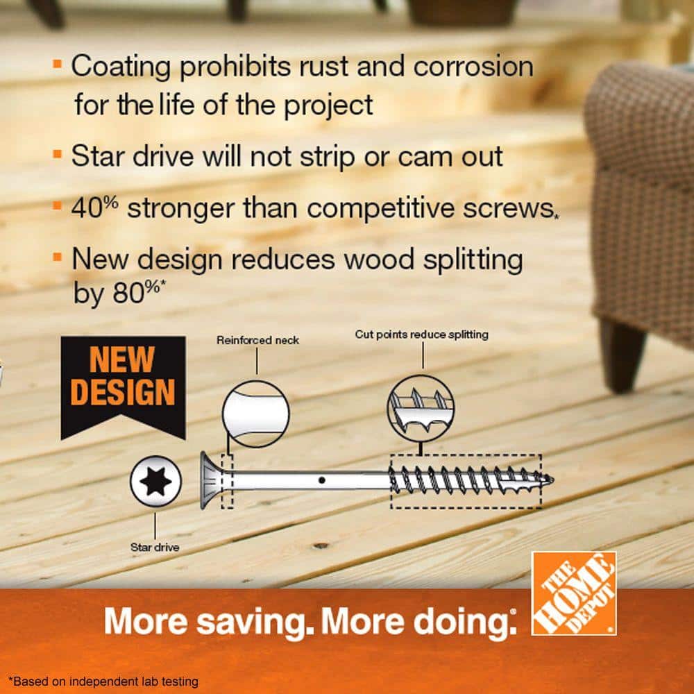 DECKMATE #9 x 3 in. Green Exterior Self-Starting Star Flat Head Wood Deck Screws 5 lbs. box(325 pcs)