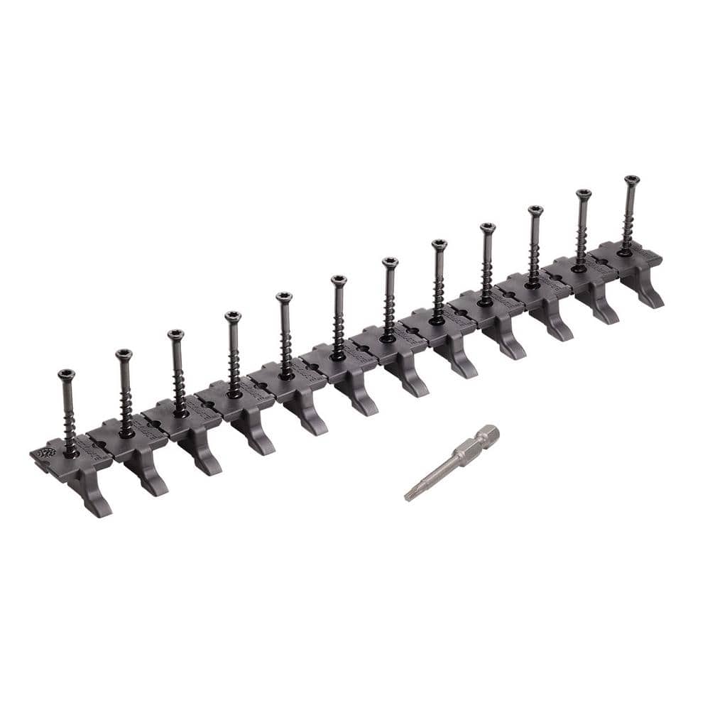 DECKMATE Collated Universal Hidden Deck Fasteners for Grooved Decking Black 200 sq. ft. Coverage (360-Pack)
