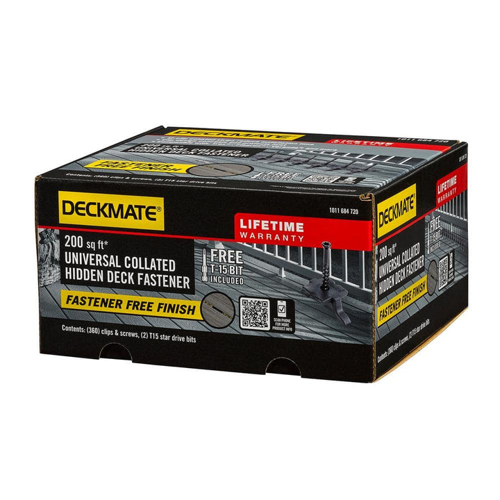 DECKMATE Collated Universal Hidden Deck Fasteners for Grooved Decking Black 200 sq. ft. Coverage (360-Pack)