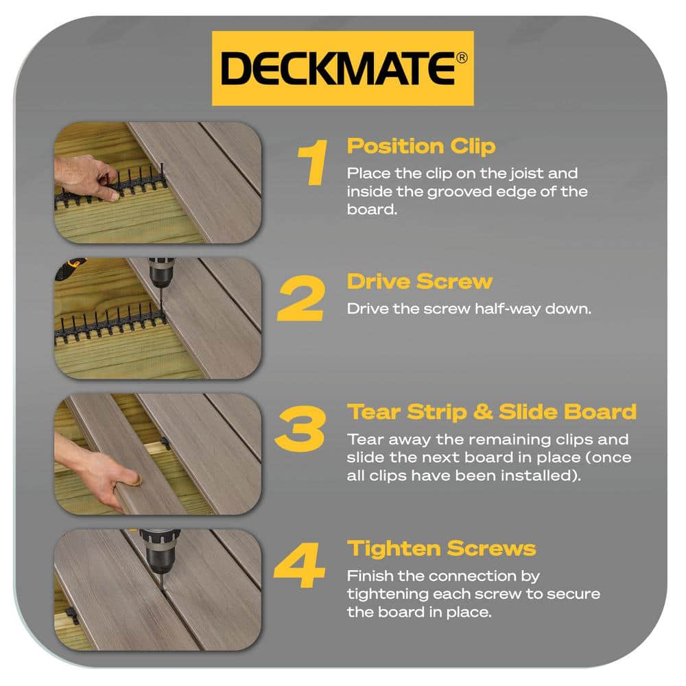 DECKMATE Collated Universal Hidden Deck Fasteners for Grooved Decking Black 55 sq. ft. Coverage (96-Pack)