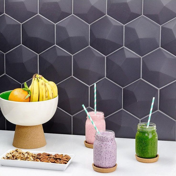 Magen 3D-Hex Dark Gray Matte Ceramic Hexagon Tile