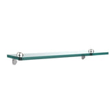 16 in. L x 2 in. H x 5 in. W Clear Glass Vanity Bathroom Shelf in Satin Nickel - Super Arbor