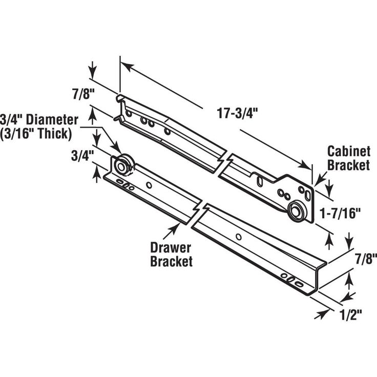 17-3/4 in. White Painted Steel Bottom-Mount Self-Closing Drawer Slides (1-pair)