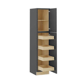 Home Decorators Collection Grayson 18 in. W x 24 in. D x 84 in. H Assembled Plywood Pantry Kitchen Cabinet in Deep Onyx