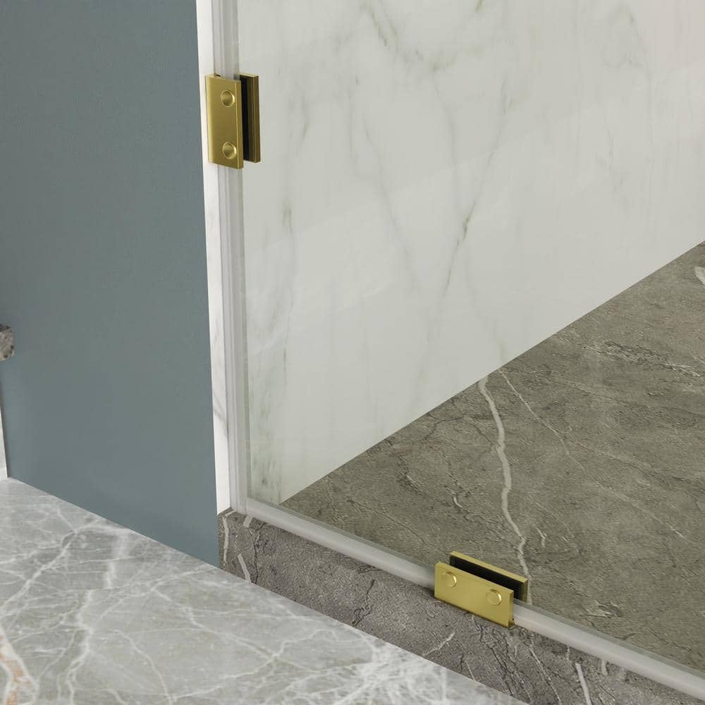 DEERVALLEY 36 in. W x 78 in. H Frameless Fixed Single Panel Shower Door in Brushed Gold with 3/8 in. (10mm) Clear Glass