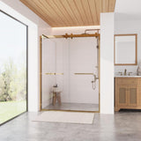 DEERVALLEY 60 in. W x 76 in. H Double Sliding Framed Shower Door in Brushed Gold with 3/8 in. (10 mm) Clear Glass