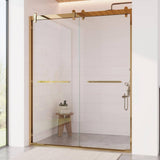 DEERVALLEY 60 in. W x 76 in. H Double Sliding Framed Shower Door in Brushed Gold with 3/8 in. (10 mm) Clear Glass