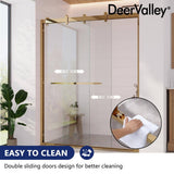 DEERVALLEY 60 in. W x 76 in. H Double Sliding Framed Shower Door in Brushed Gold with 3/8 in. (10 mm) Clear Glass