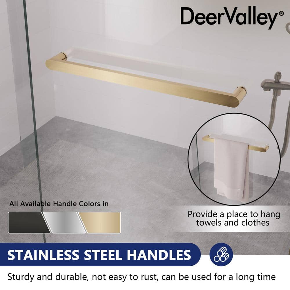 DEERVALLEY 60 in. W x 76 in. H Double Sliding Framed Shower Door in Brushed Gold with 3/8 in. (10 mm) Clear Glass