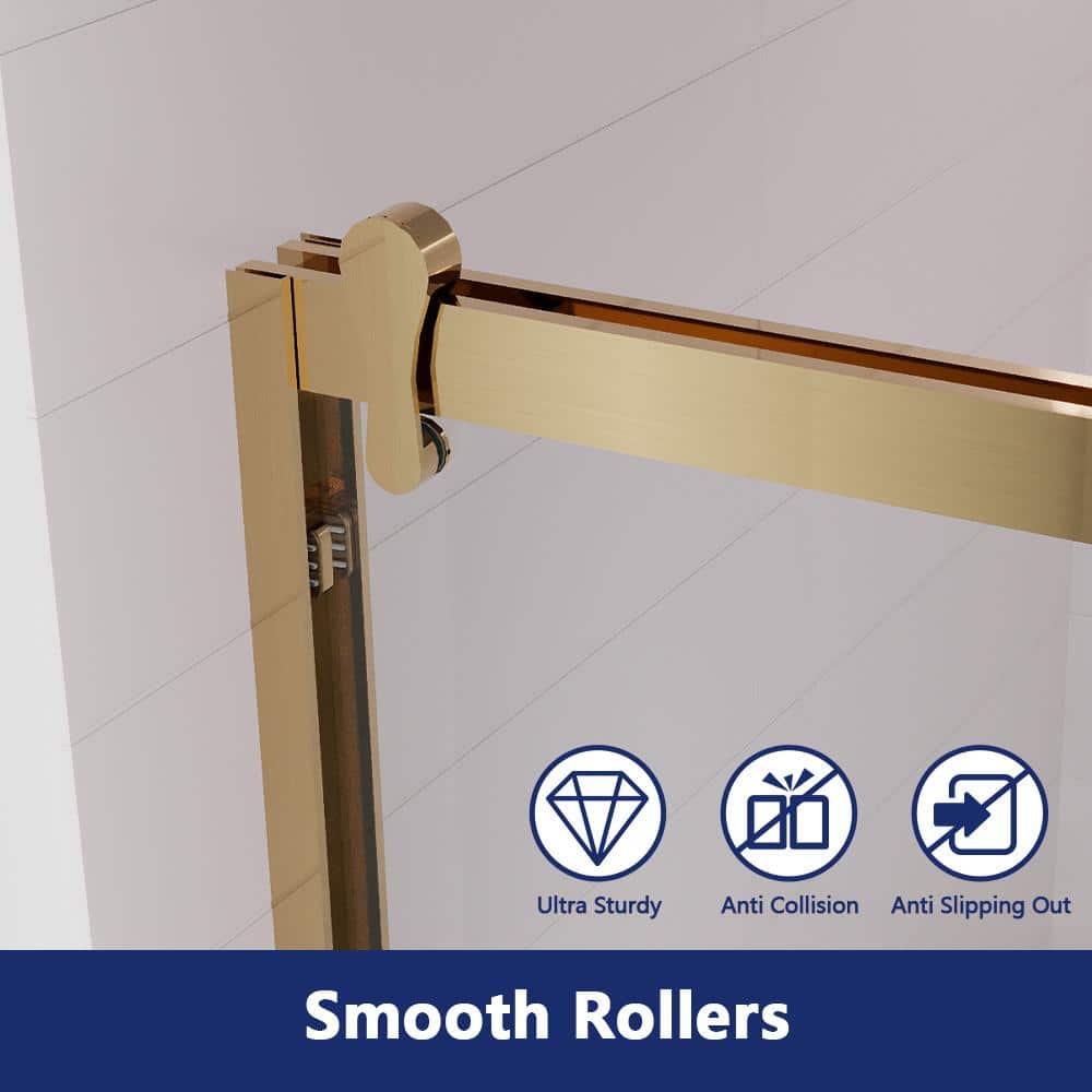 DEERVALLEY 60 in. W x 76 in. H Double Sliding Framed Shower Door in Brushed Gold with 3/8 in. (10 mm) Clear Glass