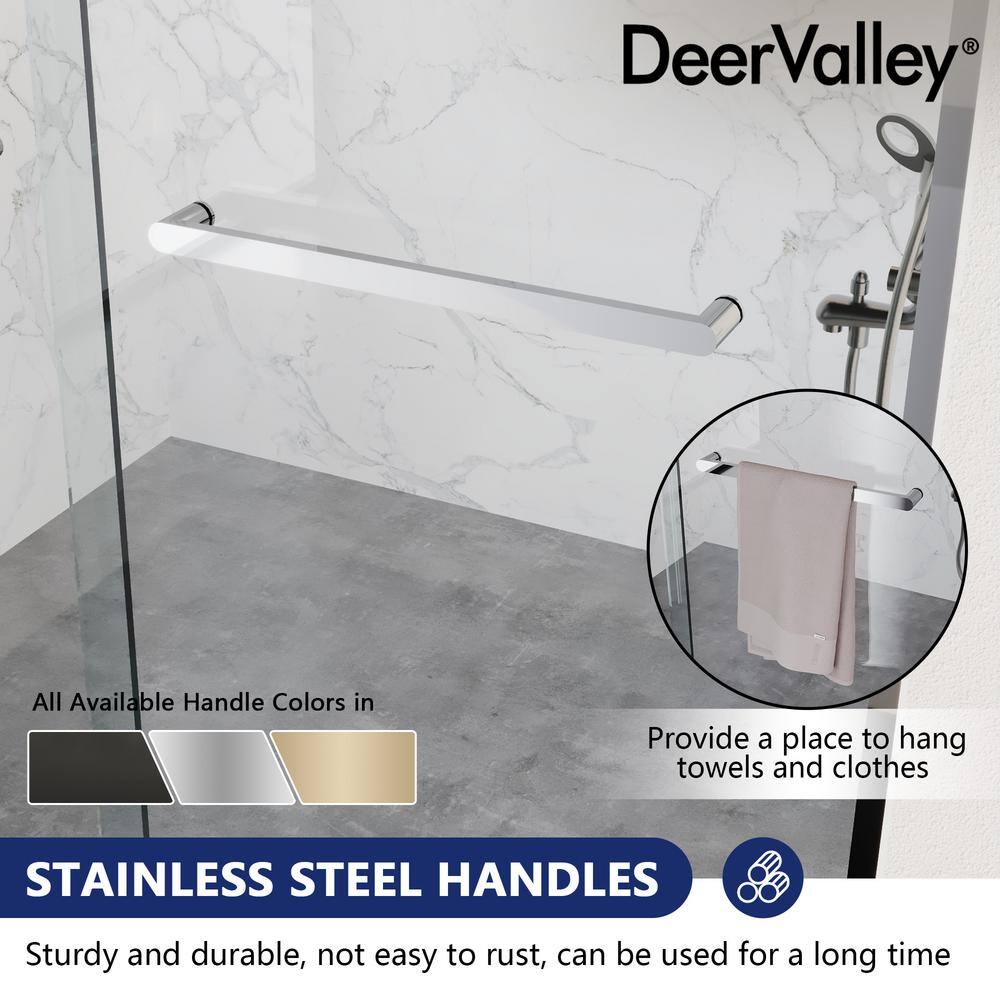 DEERVALLEY 60 in. W x 76 in. H Double Sliding Framed Shower Door in Silver with 3/8 in. (10 mm) Clear Glass