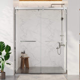DEERVALLEY 60 in. W x 76 in. H Double Sliding Framed Shower Door in Silver with 3/8 in. (10 mm) Clear Glass