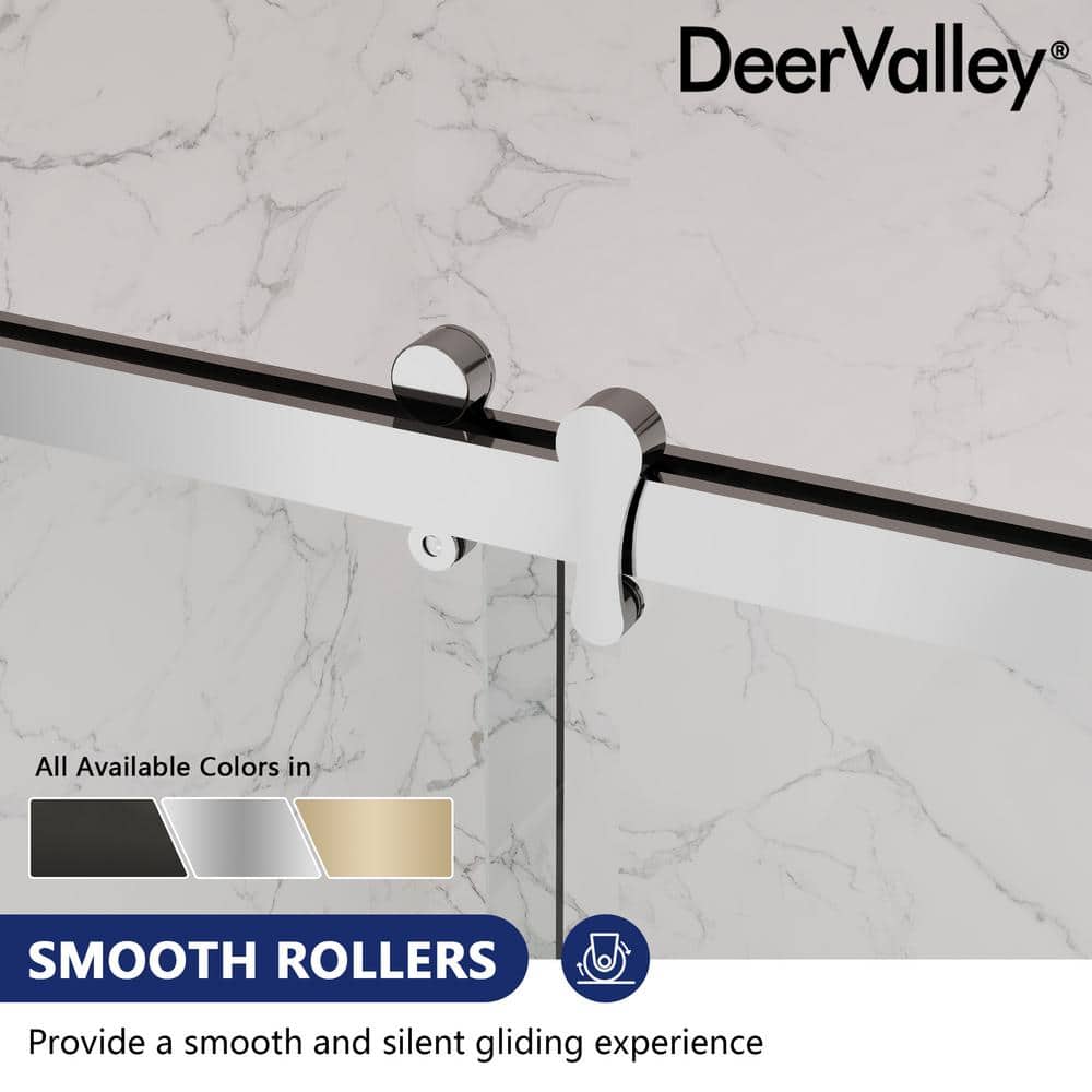 DEERVALLEY 60 in. W x 76 in. H Double Sliding Framed Shower Door in Silver with 3/8 in. (10 mm) Clear Glass