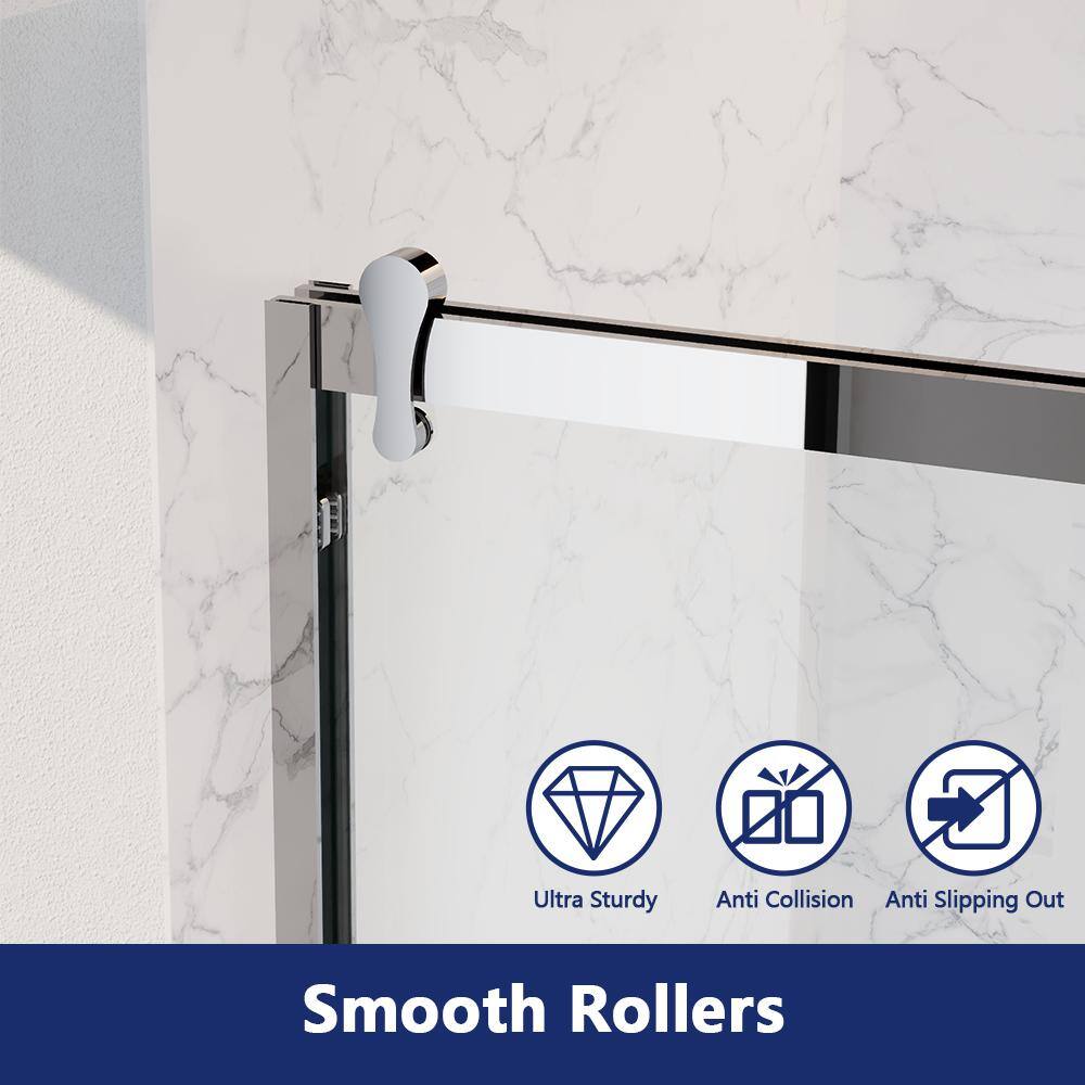 DEERVALLEY 60 in. W x 76 in. H Double Sliding Framed Shower Door in Silver with 3/8 in. (10 mm) Clear Glass
