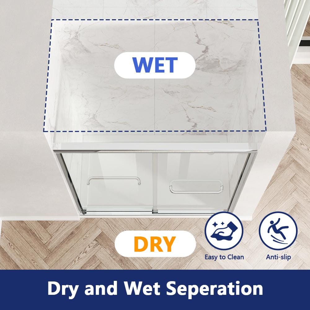 DEERVALLEY 60 in. W x 76 in. H Double Sliding Framed Shower Door in Silver with 1/4 in. (6 mm) Clear Glass